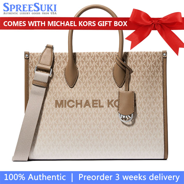 Michael Kors Mirella Medium Ombré Logo Tote Bag Husk # 35S4S7ZT2B