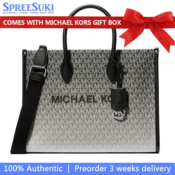 Michael Kors Mirella Medium Ombré Logo Tote Bag Black # 35S4S7ZT2B