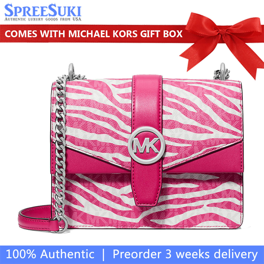 Michael Kors Greenwich Small Animal Print Logo Crossbody Bag Dragonfruit # 35S5SGRC1V