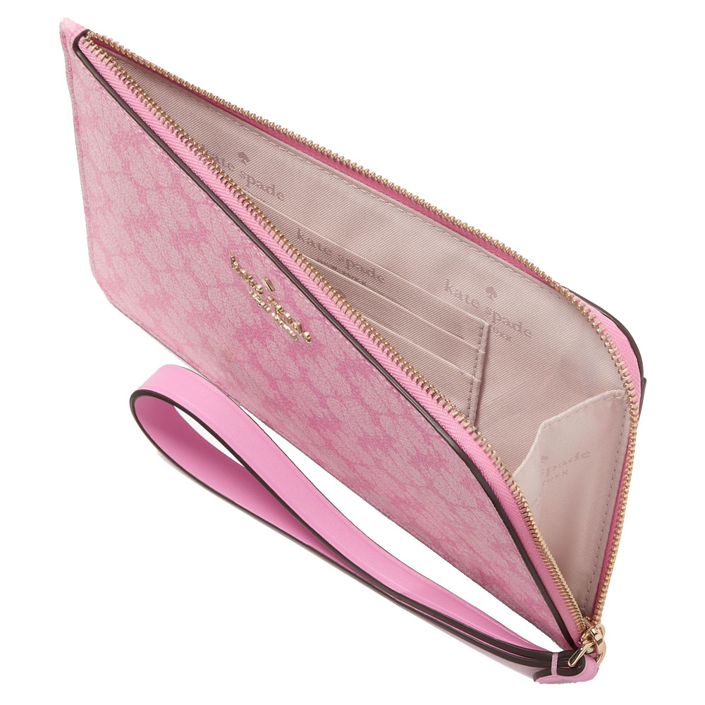 Kate Spade Lucy Spade Flower Pvc Medium L-Zip Wristlet Rose Smoke # KG487