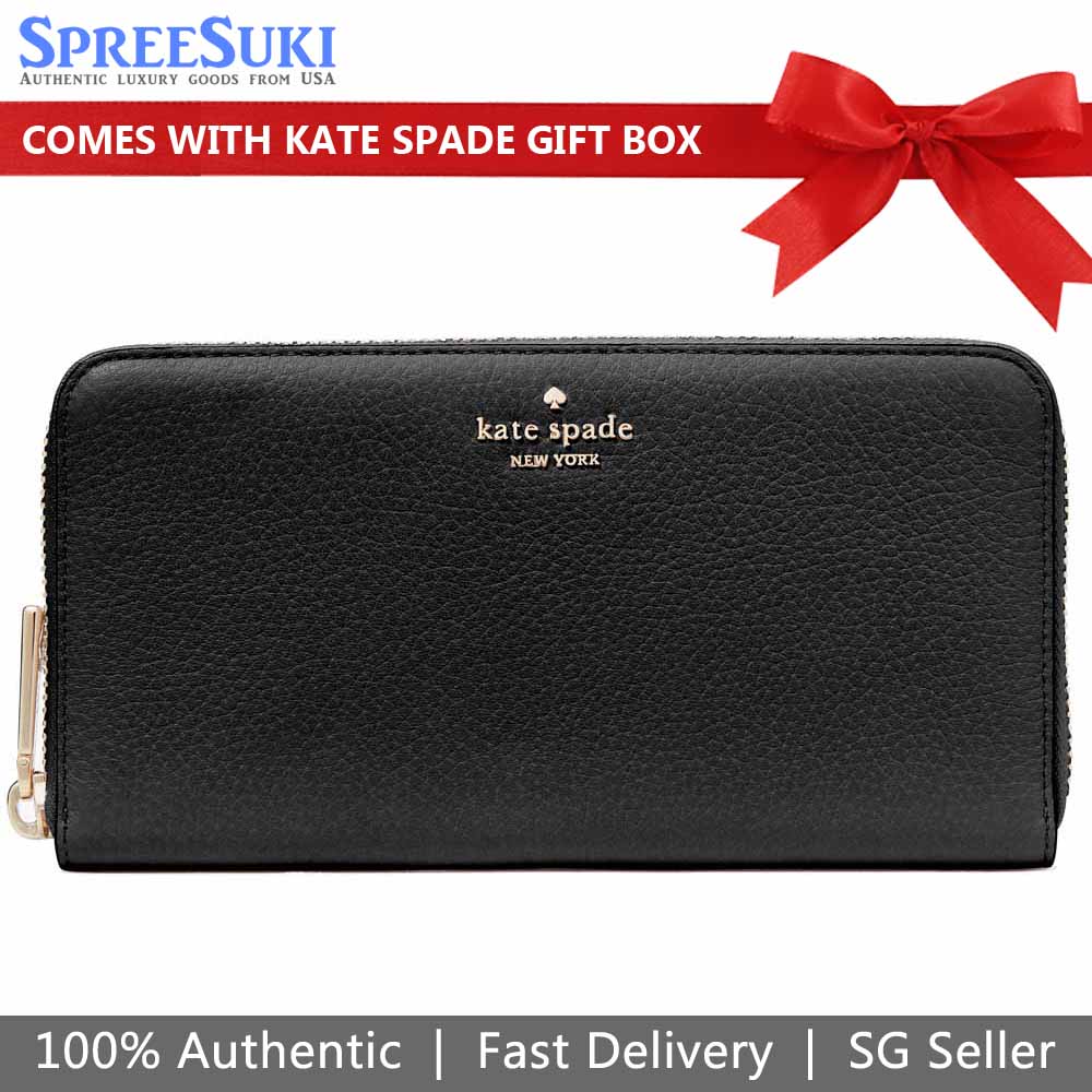 Kate Spade Long Wallet Continental Zip Wallet Madison Saffiano Leather Black # KC578