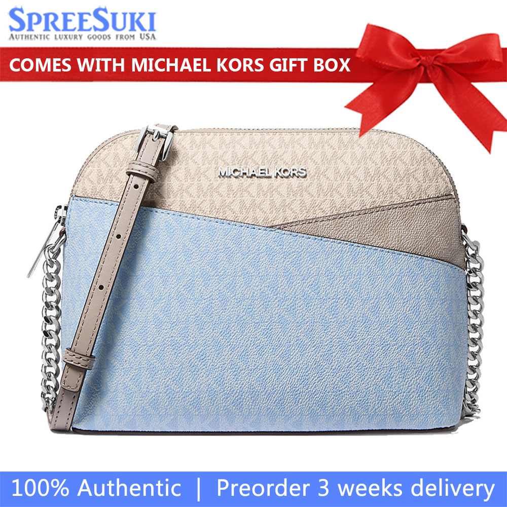 Michael Kors Jet Set Travenuel Color-Block Signature Logo Crossbody Bag Light Sky Multi # 35S5STVC6B