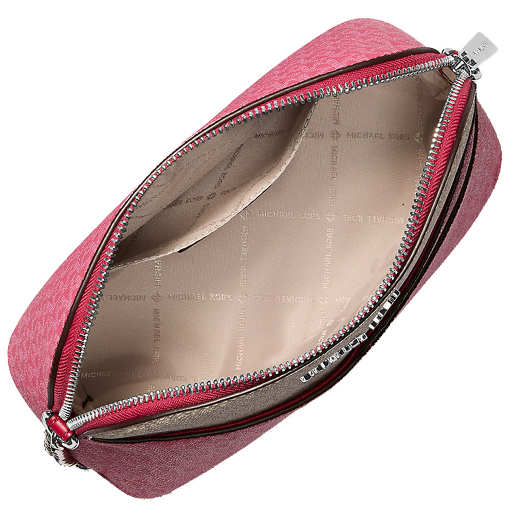 Michael Kors Jet Set Travenuel Color-Block Signature Logo Crossbody Bag Dark Raspberry Multi # 35S5STVC6B