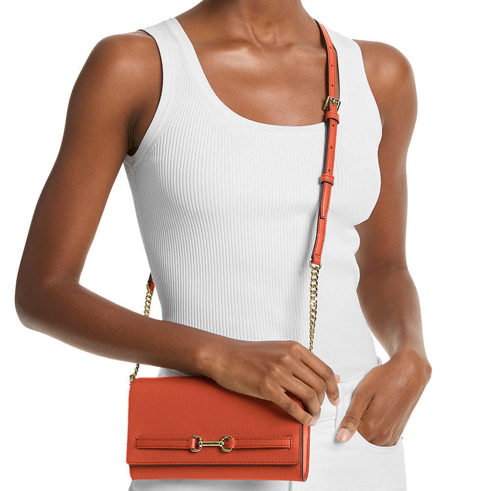 Michael Kors Carson Large Pebbled Leather Convertible Crossbody Bag Red Clay # 35S5G2ZC7L