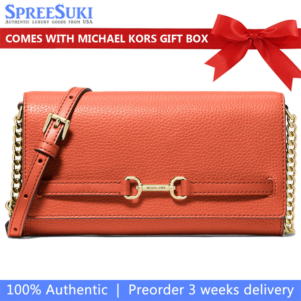 Michael Kors Carson Large Pebbled Leather Convertible Crossbody Bag Red Clay # 35S5G2ZC7L