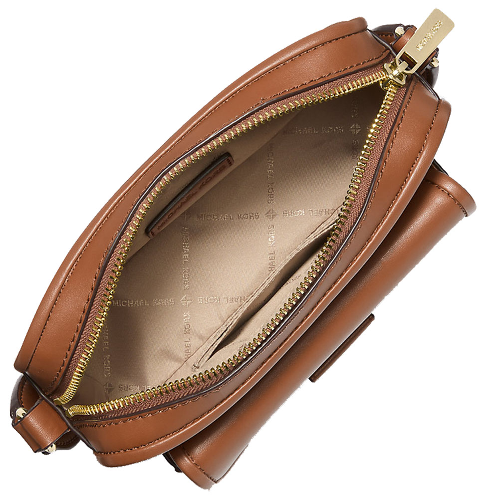 Michael Kors Bradshaw Extra-Small Leather Camera Crossbody Bag Luggage # 35R5G2BC0L