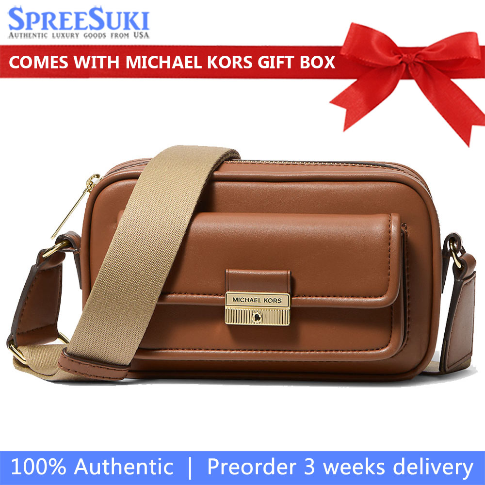 Michael Kors Bradshaw Extra-Small Leather Camera Crossbody Bag Luggage # 35R5G2BC0L