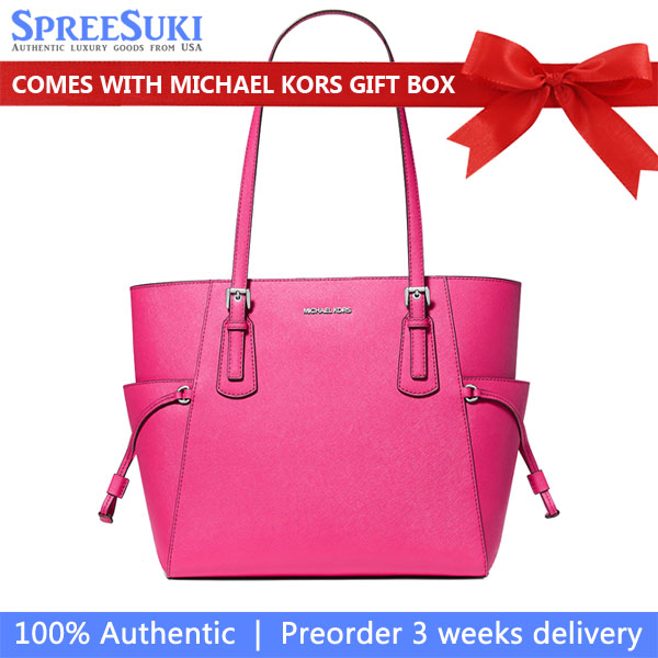 Michael Kors Voyager Large Saffiano Leather Tote Bag Dragonfruit # 35S5SV6T7L