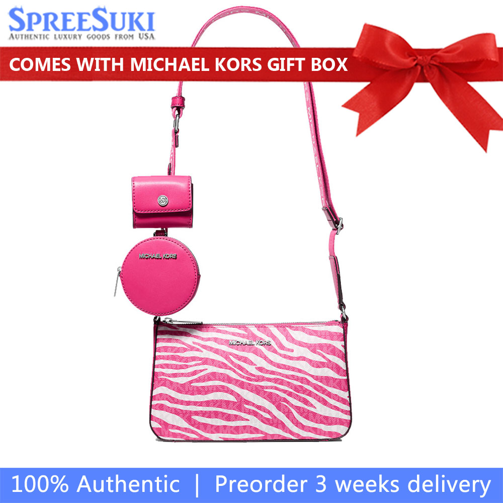 Michael Kors Et Set Leather Medium Animal Print Logo Crossbody Bag With Case For A Dragonfruit # 35S5STVC1I