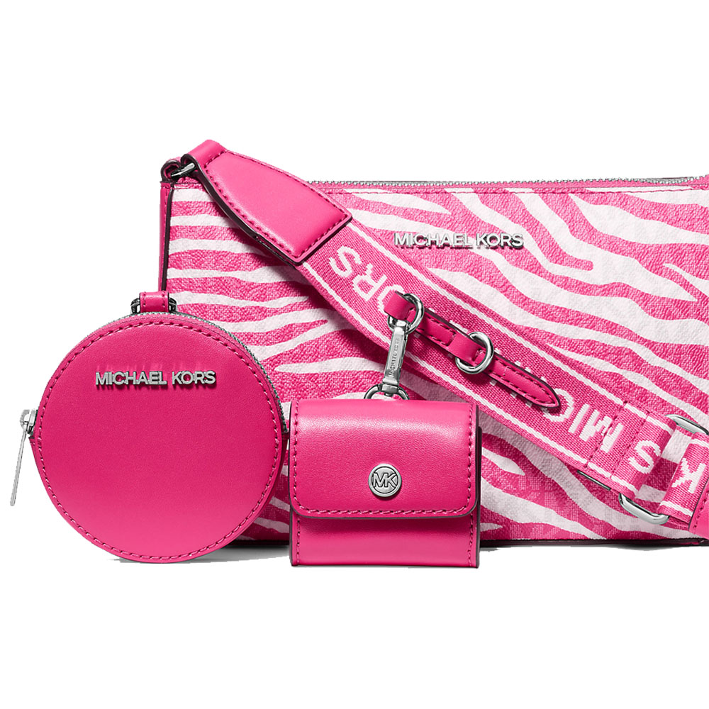 Michael Kors Et Set Leather Medium Animal Print Logo Crossbody Bag With Case For A Dragonfruit # 35S5STVC1I