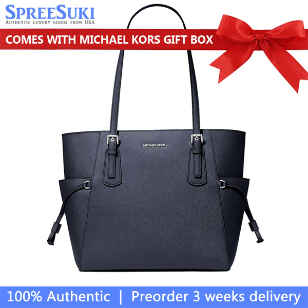 Michael Kors Voyager Large Saffiano Leather Tote Bag Navy # 35S5SV6T7L