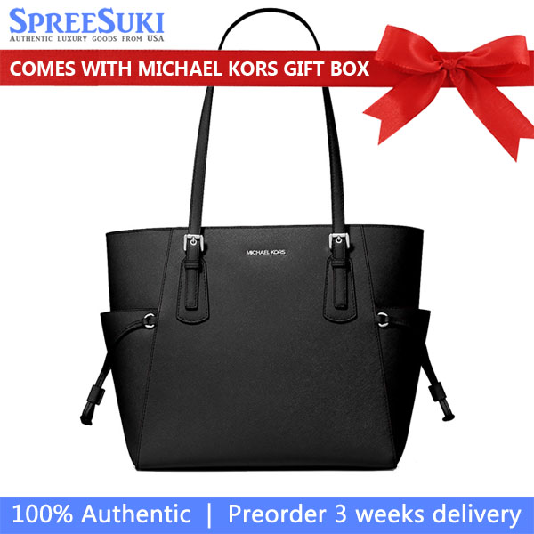 Michael Kors Voyager Large Saffiano Leather Tote Bag Black # 35S5SV6T7L