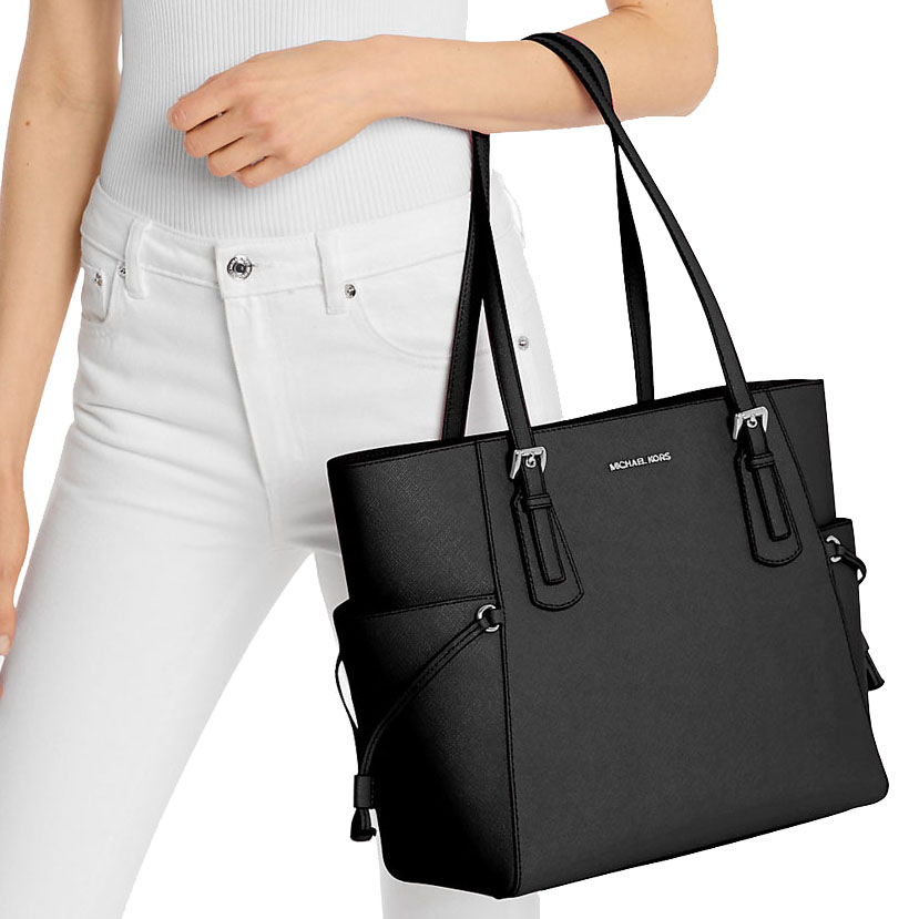Michael Kors Voyager Large Saffiano Leather Tote Bag Black # 35S5SV6T7L