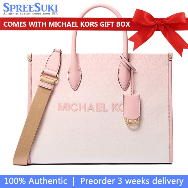 Michael Kors Mirella Medium Ombré Logo Tote Bag Powder Blush # 35S4G7ZT2B
