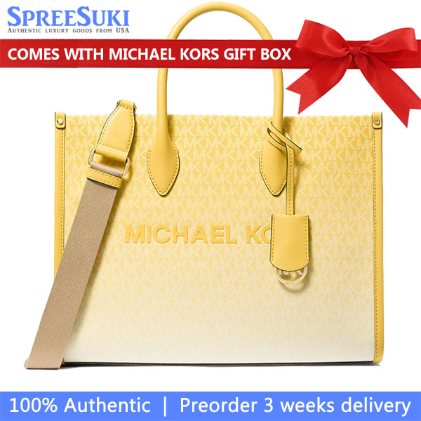 Michael Kors Mirella Medium Ombré Logo Tote Bag Daisy Yellow # 35S4G7ZT2B