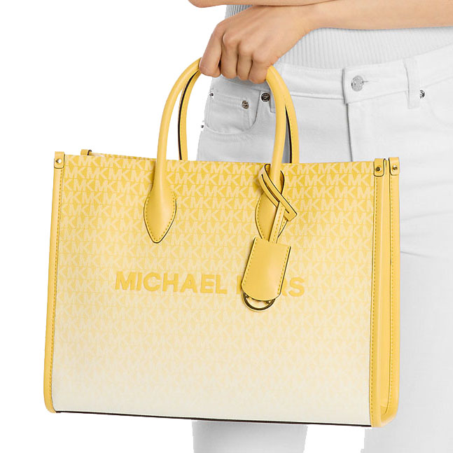 Michael Kors Mirella Medium Ombré Logo Tote Bag Daisy Yellow # 35S4G7ZT2B