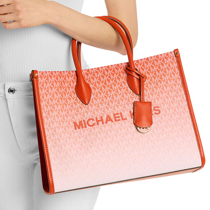 Michael Kors Mirella Medium Ombré Logo Tote Bag Red Clay # 35S4G7ZT2B