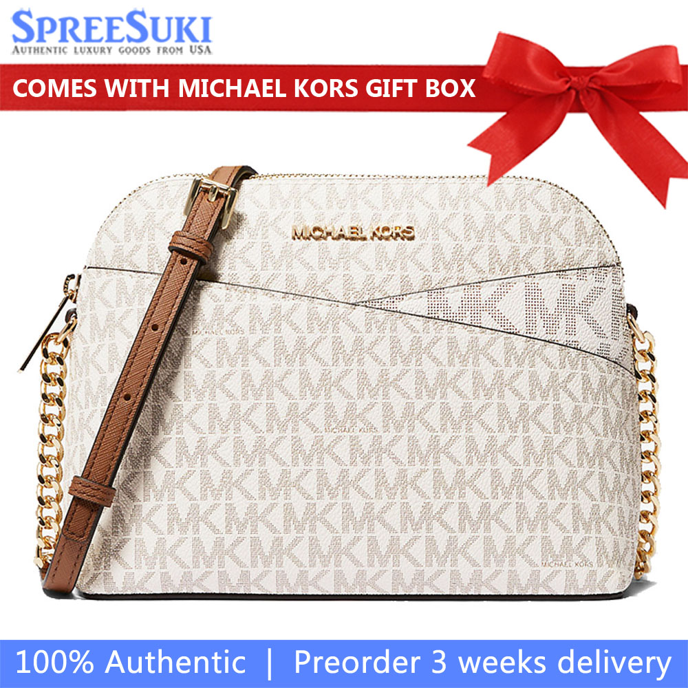 Michael Kors Crossbody Bag Signature Medium Dome Crossbody Vanilla # 35F1GTVC6B