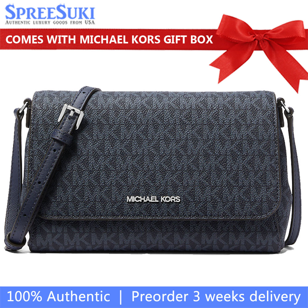 Michael Kors Medium Signature Logo Convertible Crossbody Bag Navy # 35R4STTC6B