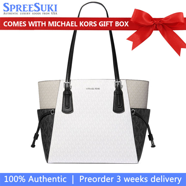 Michael Kors Voyager Large Color-Block Signature Logo Tote Bag Opwht Multi # 35S5SV6T7B