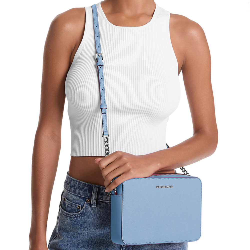 Michael Kors Crossbody Bag Jet Set Large Crossbody Light Sky # 35F8STTC9L
