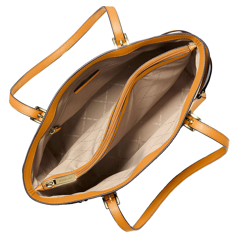 Michael Kors Voyager Large Saffiano Leather Tote Bag Pop Orange # 35S5GV6T7L