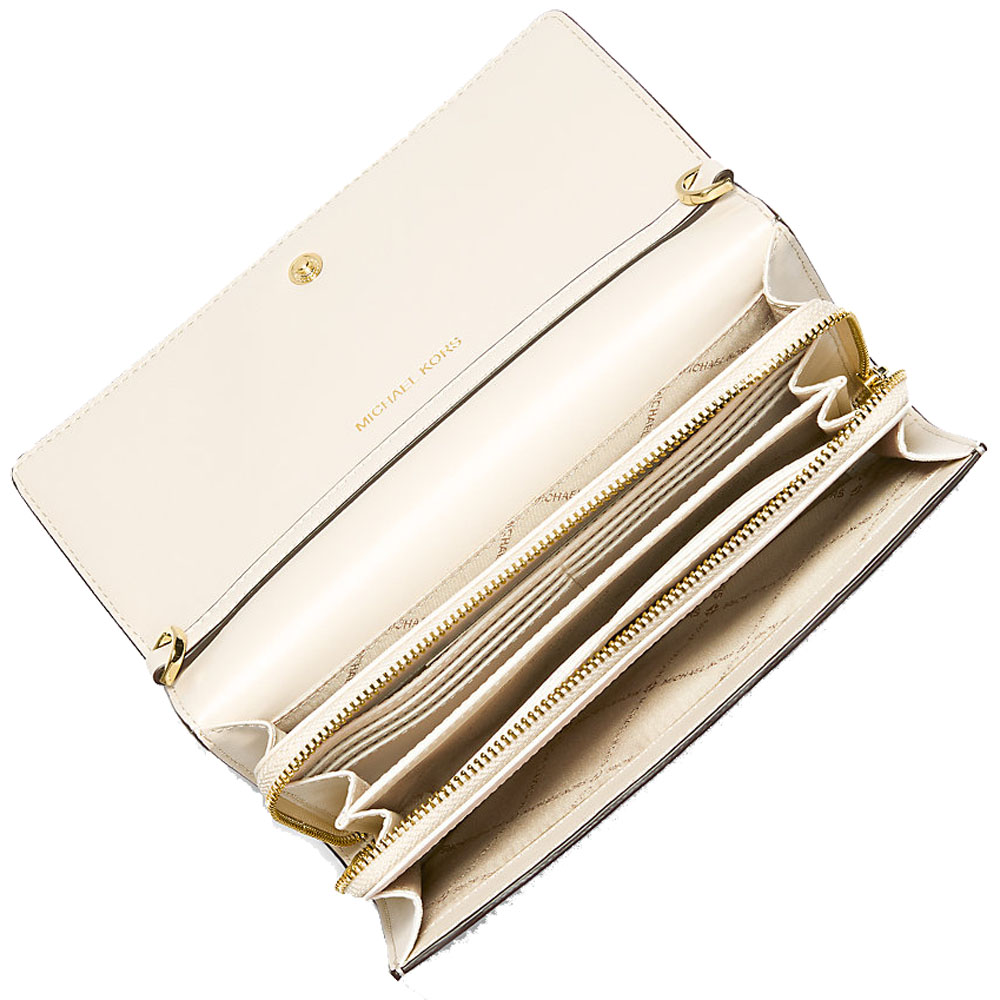 Michael Kors Jet Set Large Leather Crossbody Bag Light Cream # 35F2GTTC8L