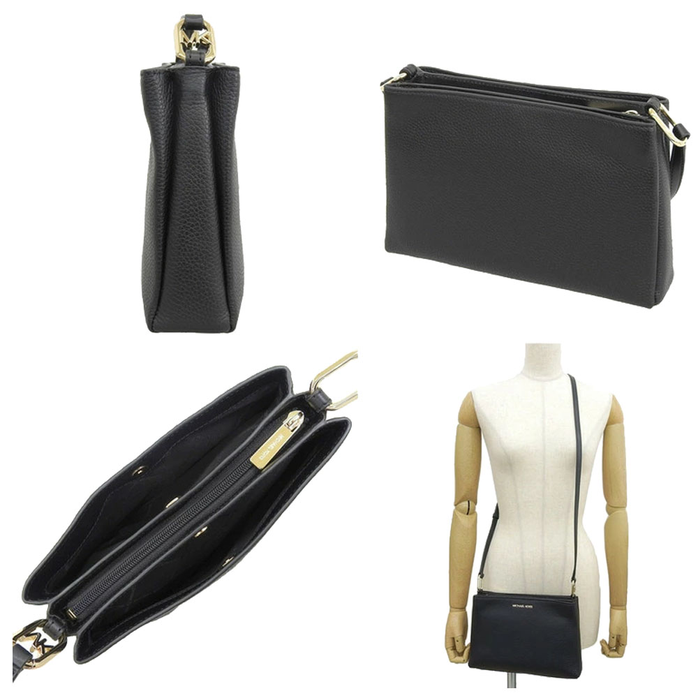 Michael Kors Trisha Medium Pebbled Leather Crossbody Bag Black # 35H1G9TC8L