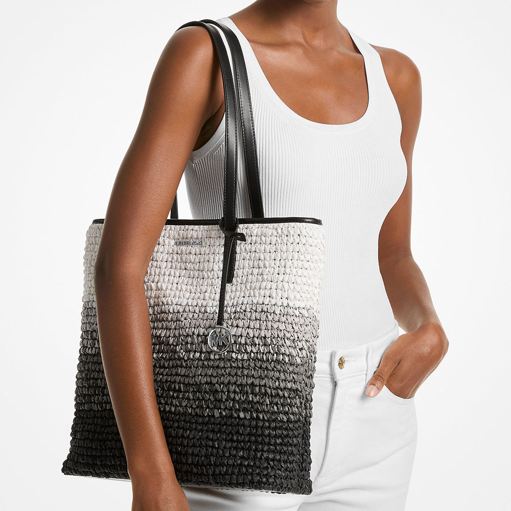 Michael Kors The Michael Large Ombré Straw Tote Bag Black # 35S5S01T3W