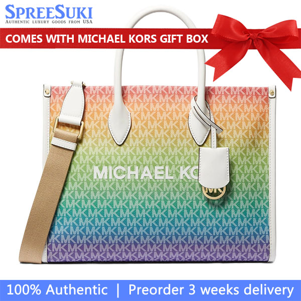 Michael Kors Mirella Medium Rainbow Logo Tote Bag Rainbow # 35S4G7ZT2I