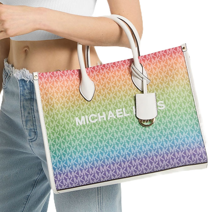 Michael Kors Mirella Medium Rainbow Logo Tote Bag Rainbow # 35S4G7ZT2I