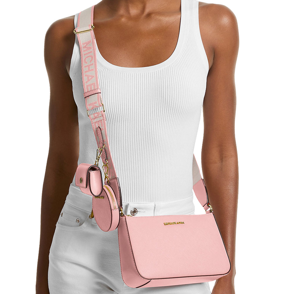 Michael Kors Jet Set Saffiano Leather Crossbody Bag With Case For Apple Airpods Pro Powder Blush # 35S3GTVC5T