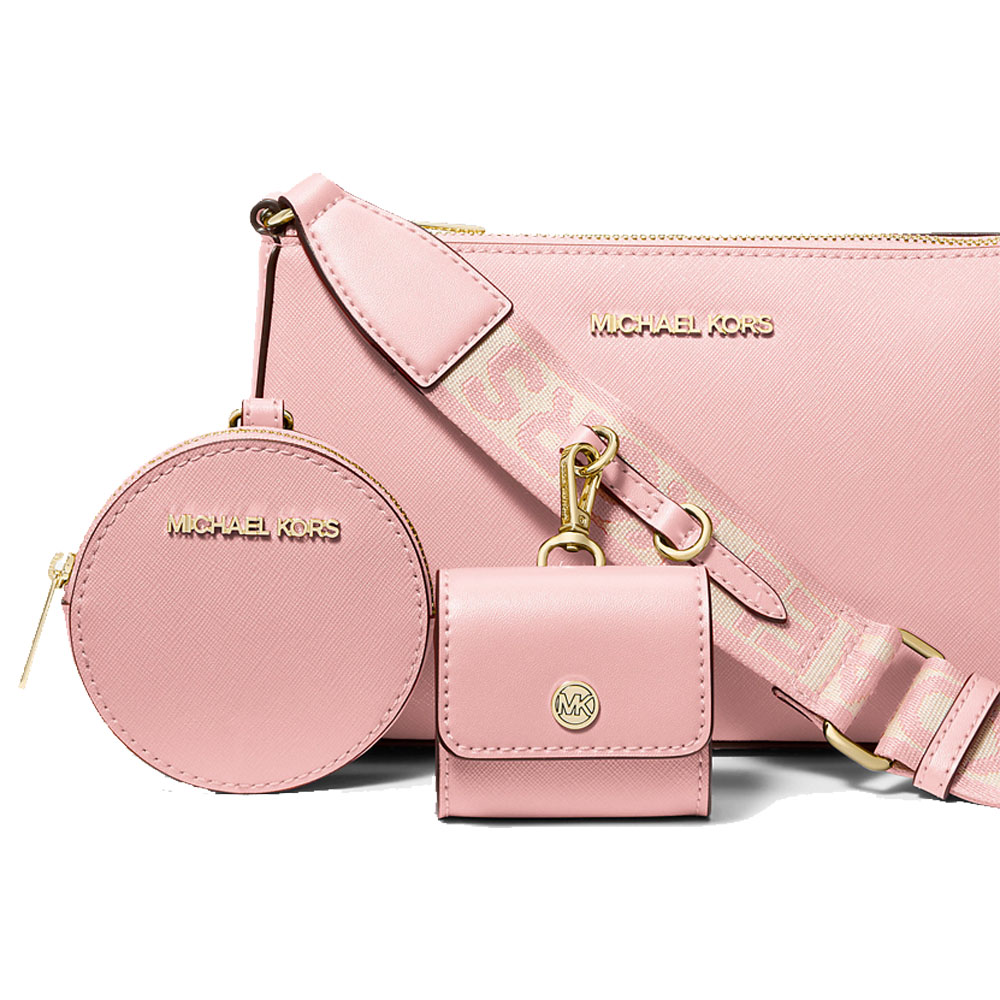 Michael Kors Jet Set Saffiano Leather Crossbody Bag With Case For Apple Airpods Pro Powder Blush # 35S3GTVC5T