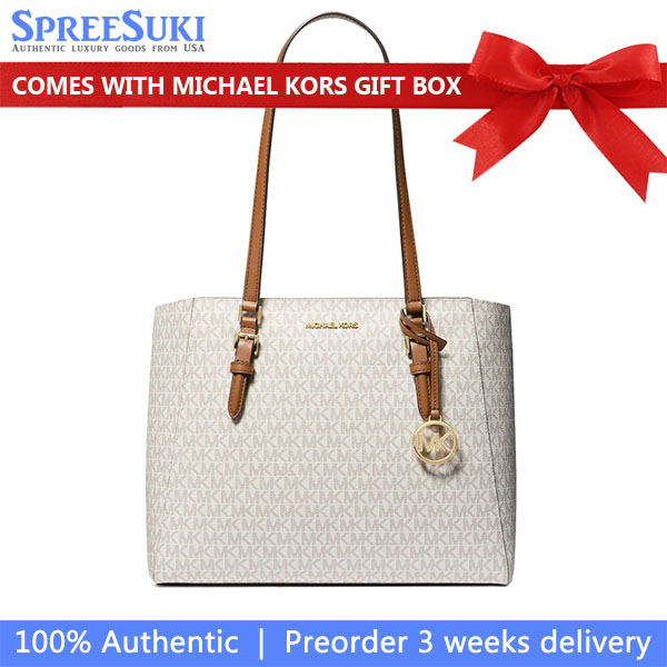 Michael Kors Charlotte Large 3-In-1 Signature Logo Tote Bag Vanilla # 35F3GCFT9T
