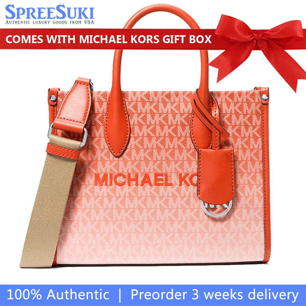 Michael Kors Mirella Small Ombré Signature Logo Crossbody Bag Red Clay # 35S5G7ZT5V