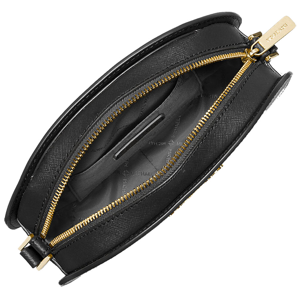 Michael Kors Jet Set Travenuel Medium Saffiano Leather Crossbody Bag Black # 35T1GTVC6L