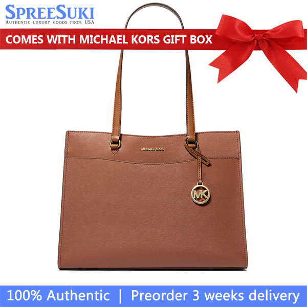 Michael Kors Jet Set Travenuel Large Saffiano Leather Pocket Tote Bag Luggage # 35F4GTVT9L