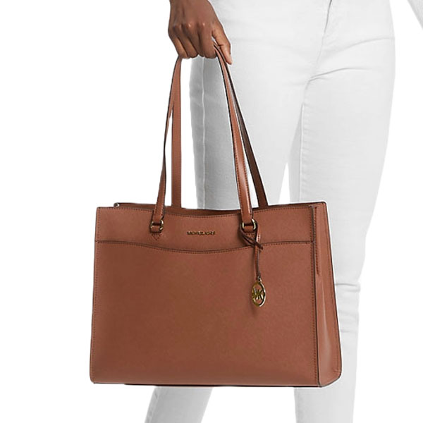 Michael Kors Jet Set Travenuel Large Saffiano Leather Pocket Tote Bag Luggage # 35F4GTVT9L