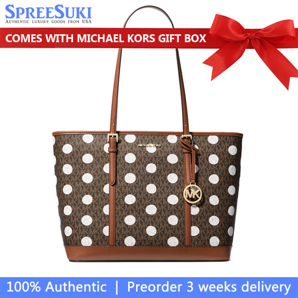 Michael Kors Jet Set Large Polka Dot Signature Logo Tote Bag Luggage # 35S5GTVT3O