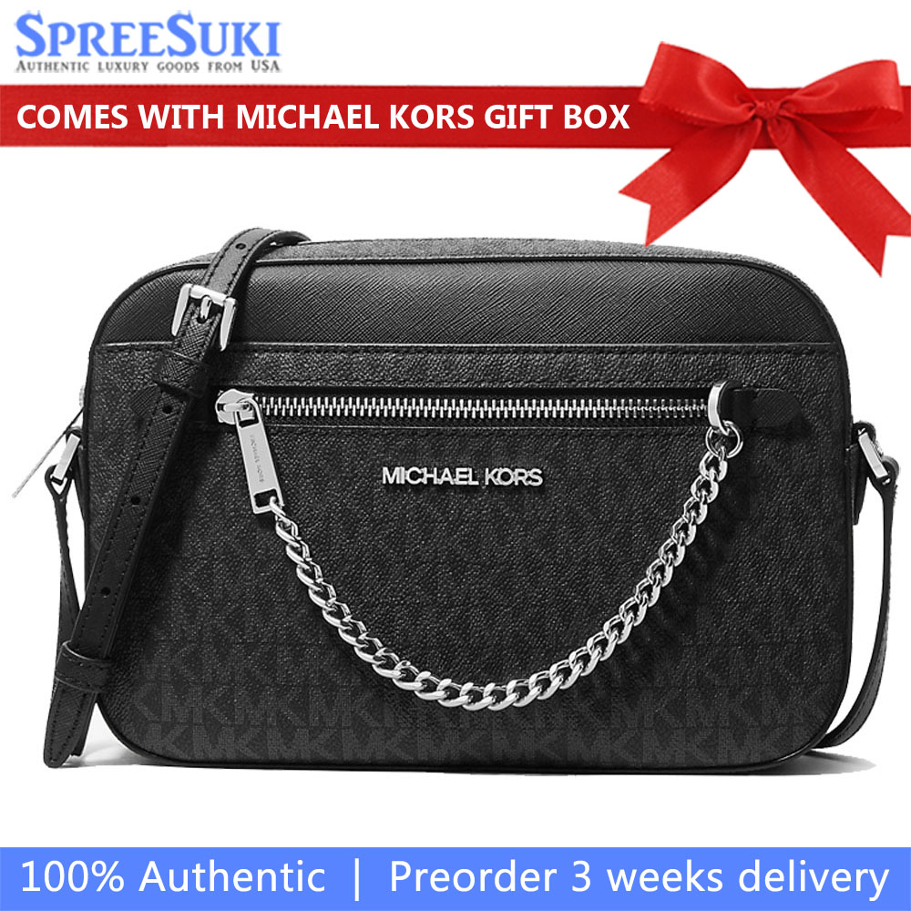 Michael Kors Jet Set Large Logo Crossbody Bag Black # 35S1STTC9B