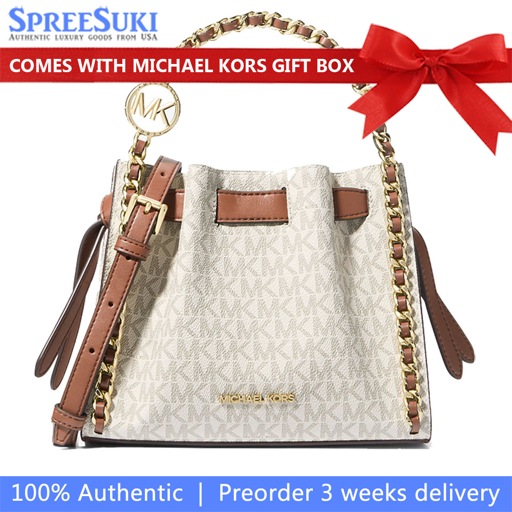 Michael Kors Mina Small Signature Logo Chain Crossbody Bag Vanilla # 35H3G4MC1B