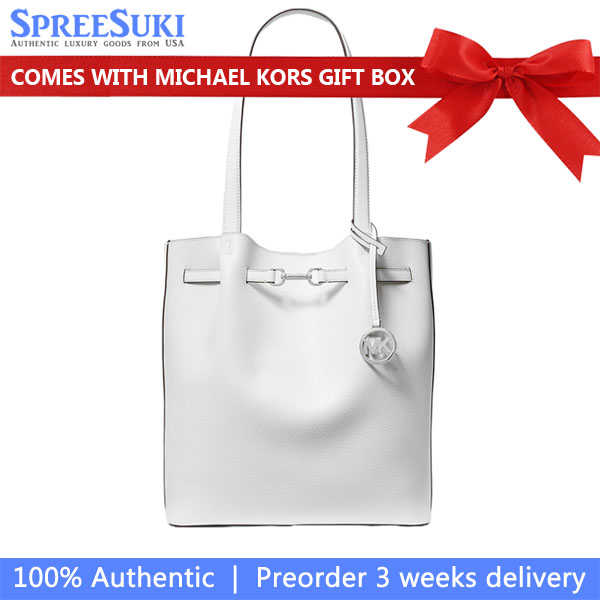 Michael Kors Carson Large Pebbled Leather Tote Bag Optic White # 35S5S2ZT3T