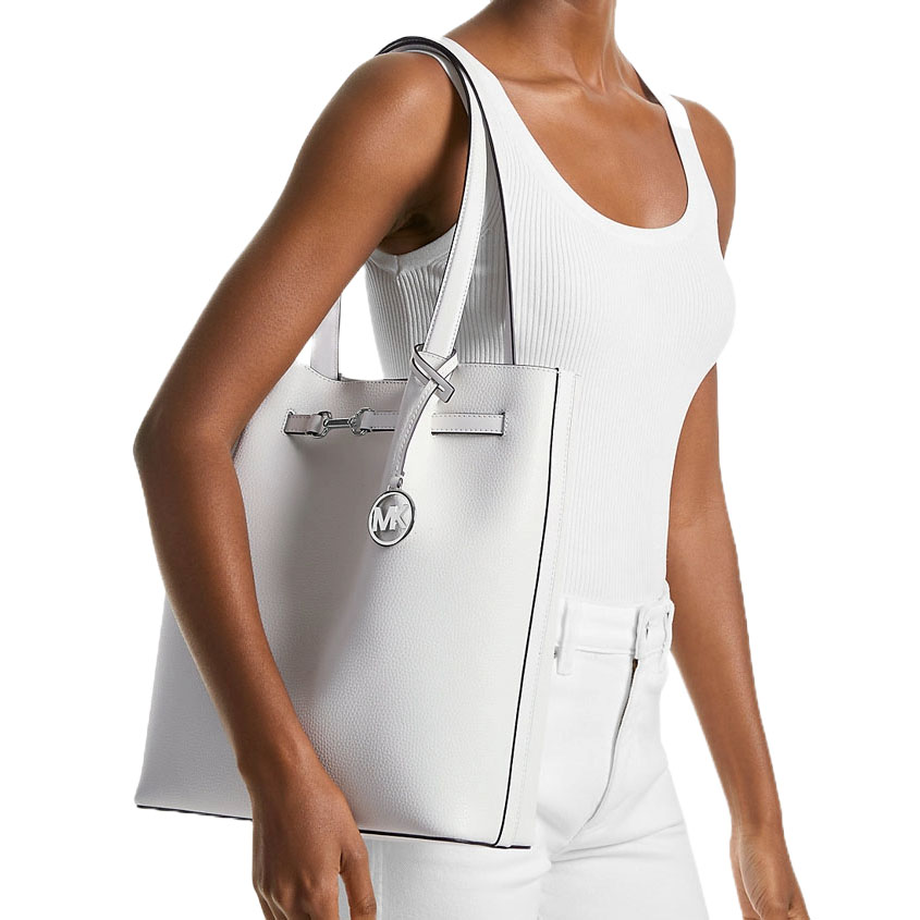Michael Kors Carson Large Pebbled Leather Tote Bag Optic White # 35S5S2ZT3T