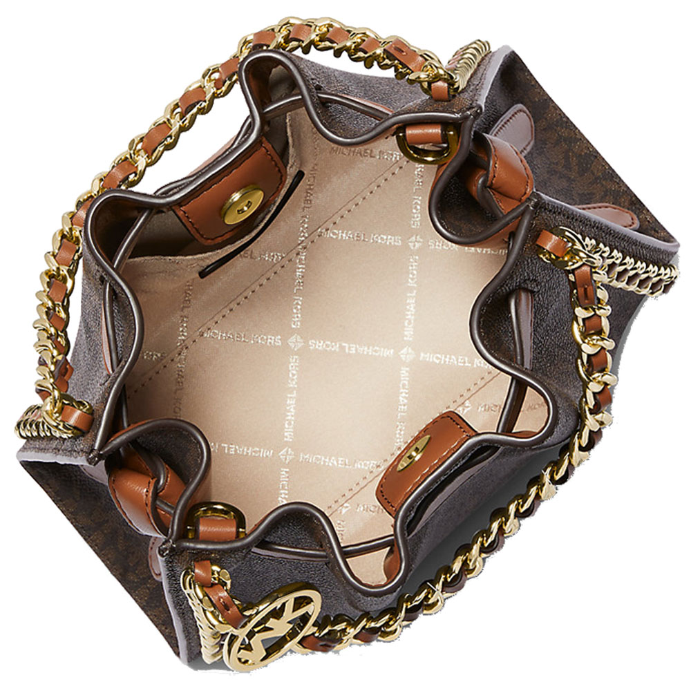 Michael Kors Mina Small Signature Logo Chain Crossbody Bag Brown # 35H3G4MC1B