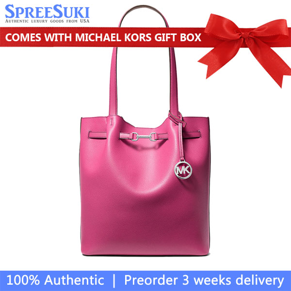 Michael Kors Carson Large Pebbled Leather Tote Bag Dragonfruit # 35S5S2ZT3T