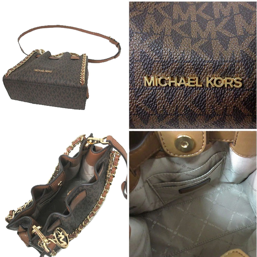 Michael Kors Mina Small Signature Logo Chain Crossbody Bag Brown # 35H3G4MC1B
