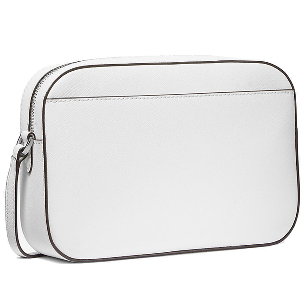 Michael Kors Jet Set Large Saffiano Leather Crossbody Bag Optic White # 35T1STTC9L