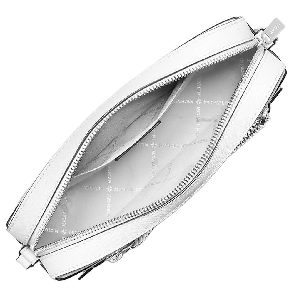 Michael Kors Jet Set Large Saffiano Leather Crossbody Bag Optic White # 35T1STTC9L