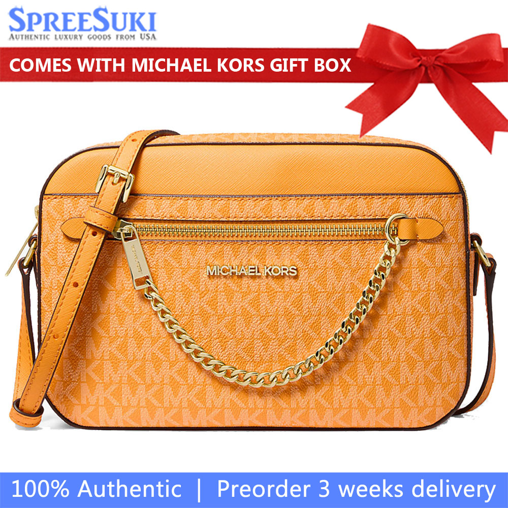 Michael Kors Jet Set Large Logo Crossbody Bag Pop Orange # 35F3GTTC9B