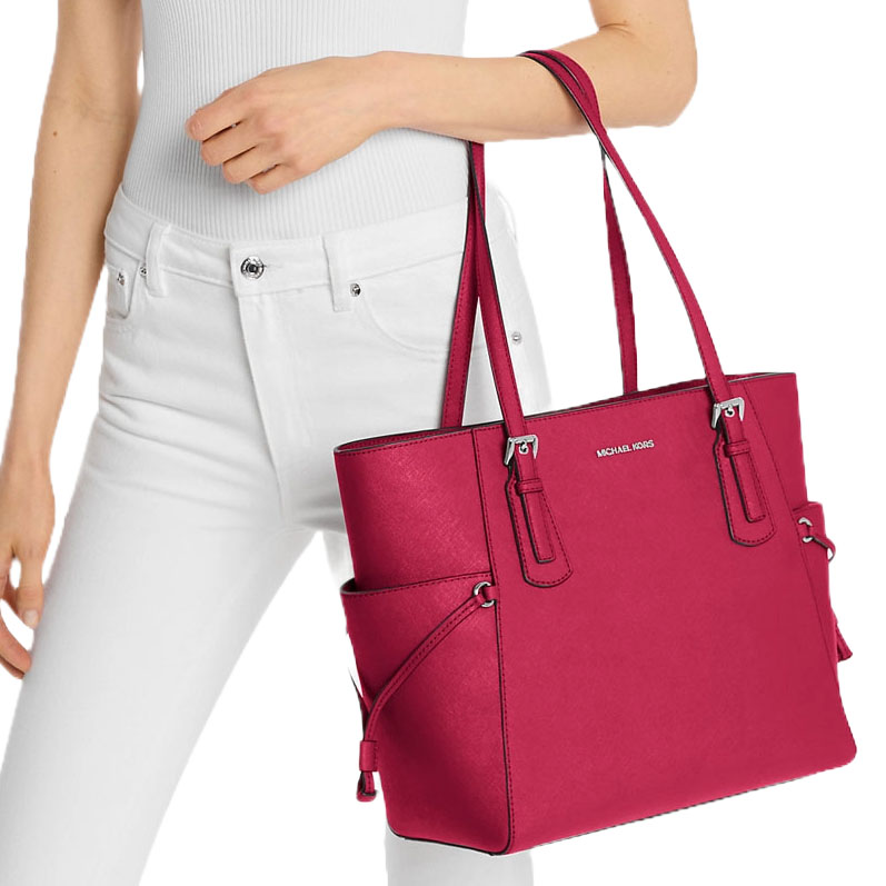 Michael Kors Voyager Large Saffiano Leather Tote Bag Dk Raspberry # 35S5SV6T7L